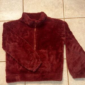 No Boundaries Maroon Plush Jacket